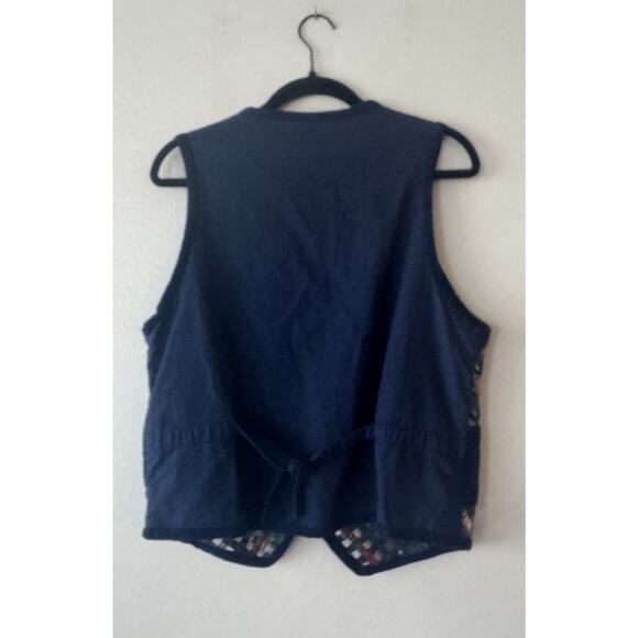 CASCADE BLUES Corduroy Vest Womens Medium Woven Lattice Harvest Embroidered - Picture 2 of 8